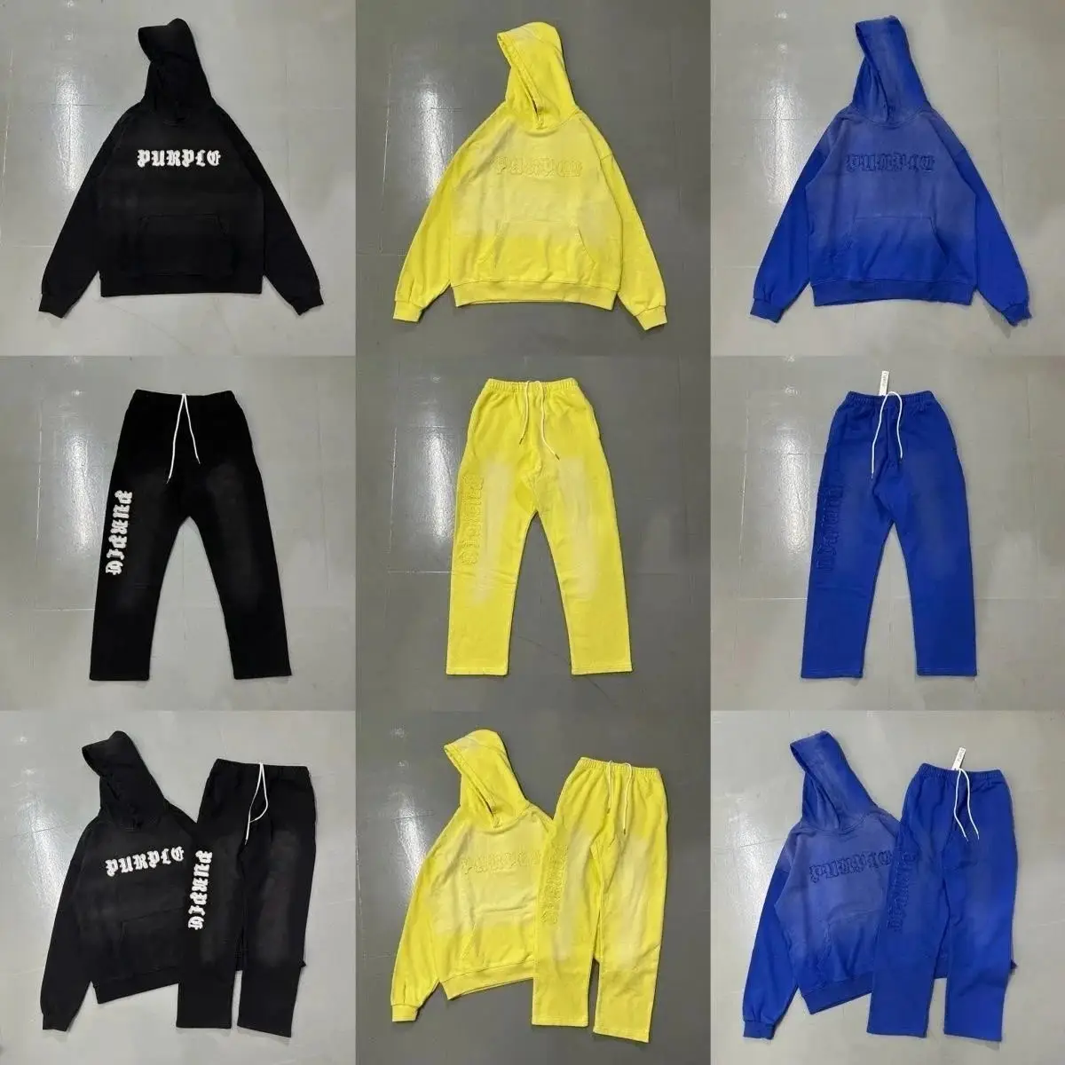 Purple Tracksuits [Hoodie + Pants Set] in Black
