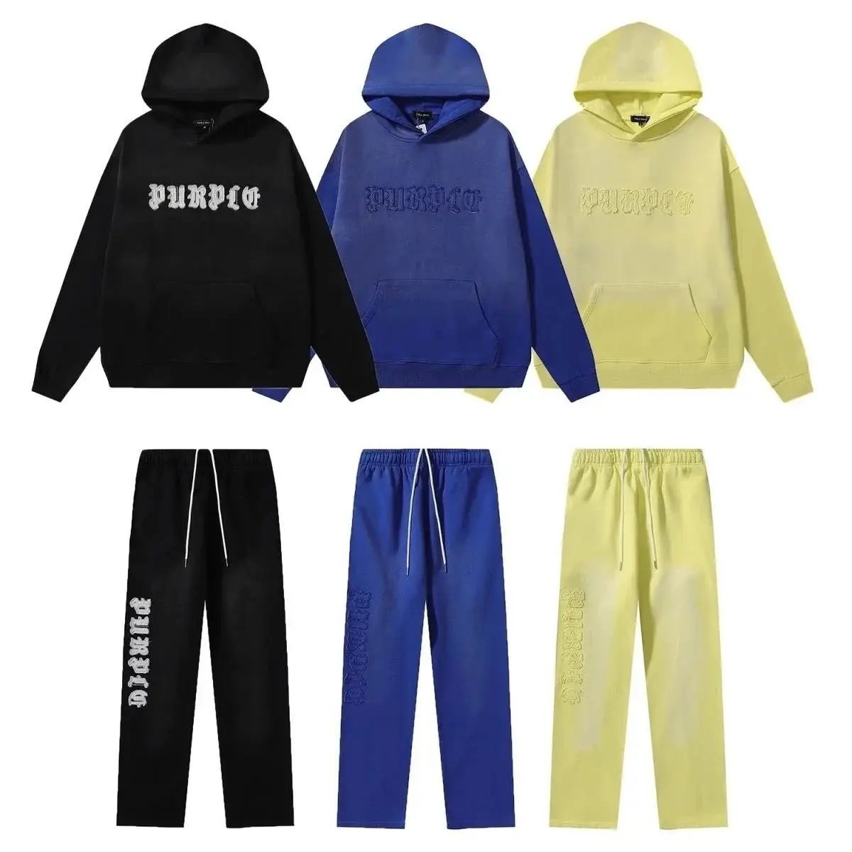 Purple Tracksuits [Hoodie + Pants Set] in Black 2